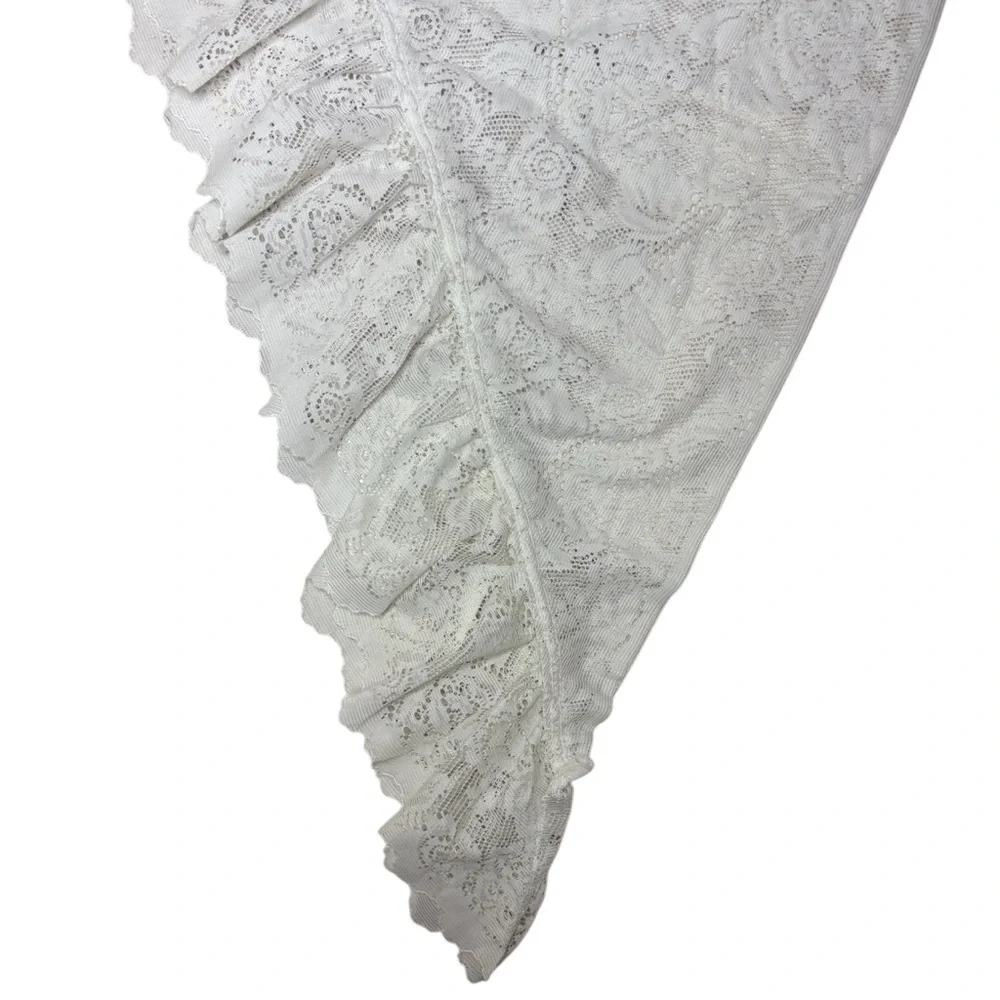 Vintage Lace Swag Curtains Ruffled Lace Cottage Curtains Set Floral Ruffle White
